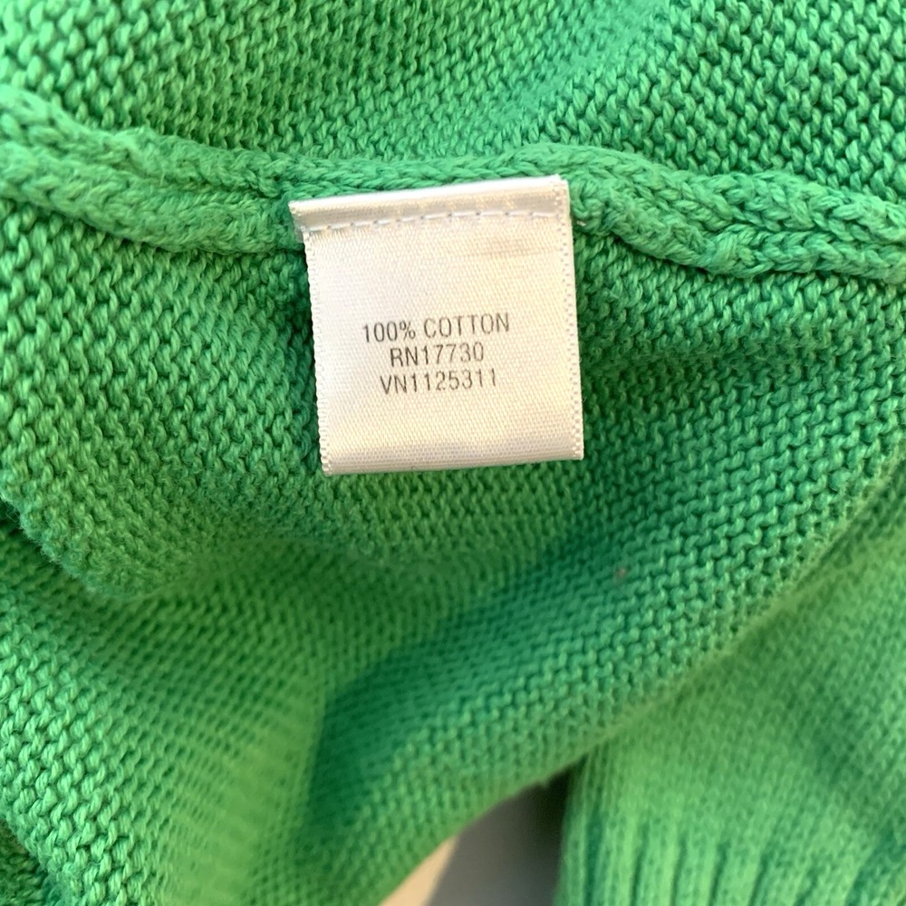 Converse Full Zip Cardigan Sweater Womens M Green 100% Cotton Collar - Picture 7 of 10